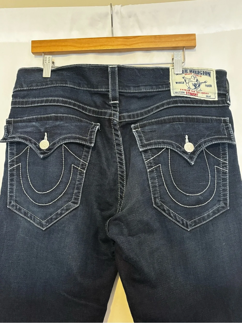 True Religion Ricky Straight Flap Jeans Dark Denim size 36